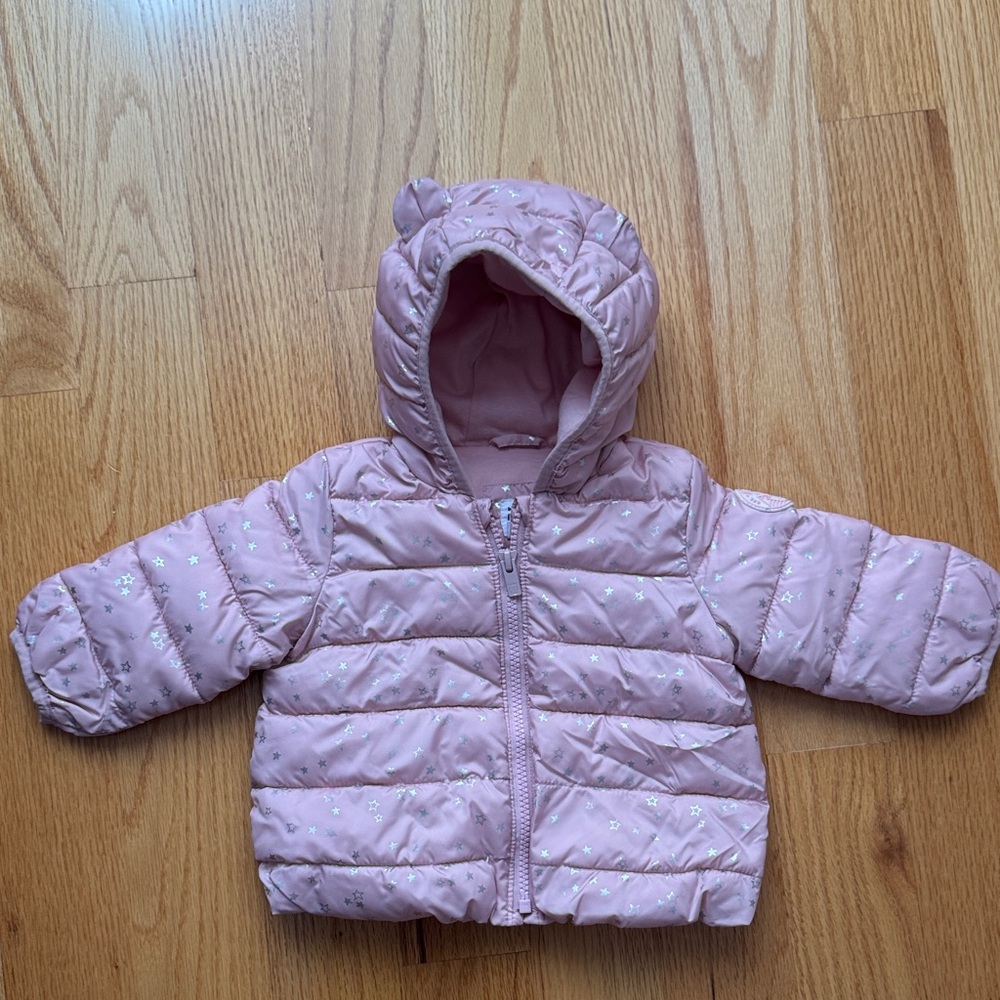 Pink Baby Puffer Jacket with Hood (6-12 M)